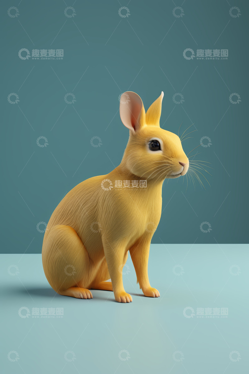 高清大图下载【趣麦麦图】黄色兔子3D立体形象