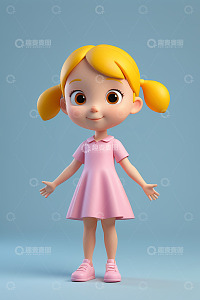 卡通女孩张开双臂形象素材