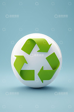白色球体上的绿色回收标志