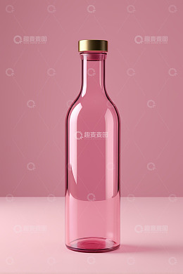 粉色背景透明玻璃瓶