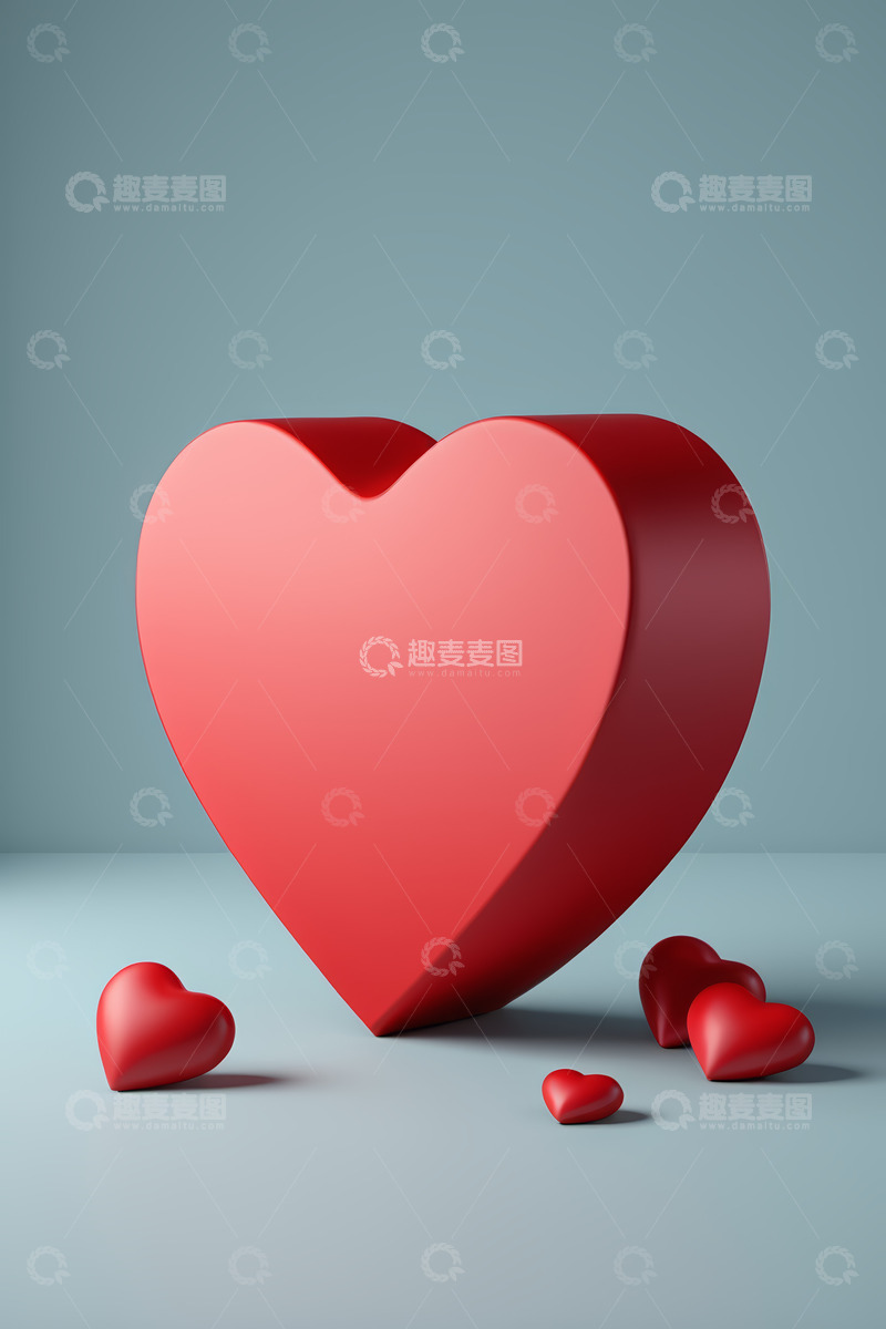 高清大图下载【趣麦麦图】红色爱心立体造型静物