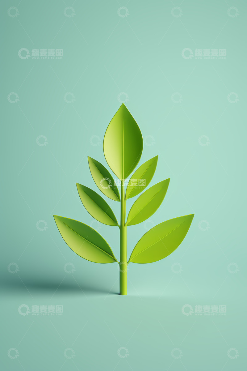 高清大图下载【趣麦麦图】浅绿色背景上的绿色植物