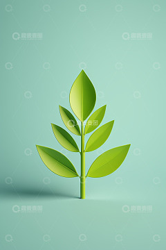 浅绿色背景上的绿色植物