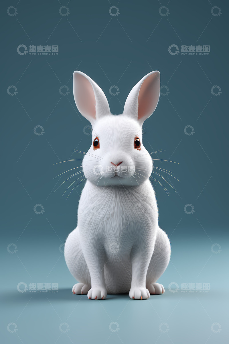 高清大图下载【趣麦麦图】坐姿白兔特写素材