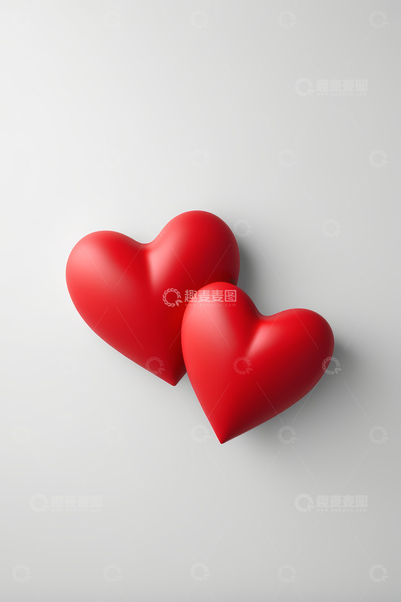 高清大图下载【趣麦麦图】两颗红色爱心特写