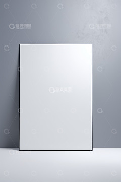 靠墙白色空白画框展示素材