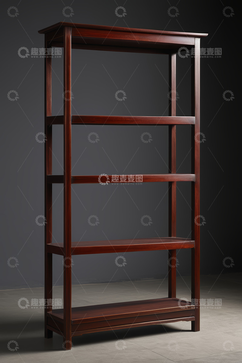 高清大图下载【趣麦麦图】中式木质多层置物架