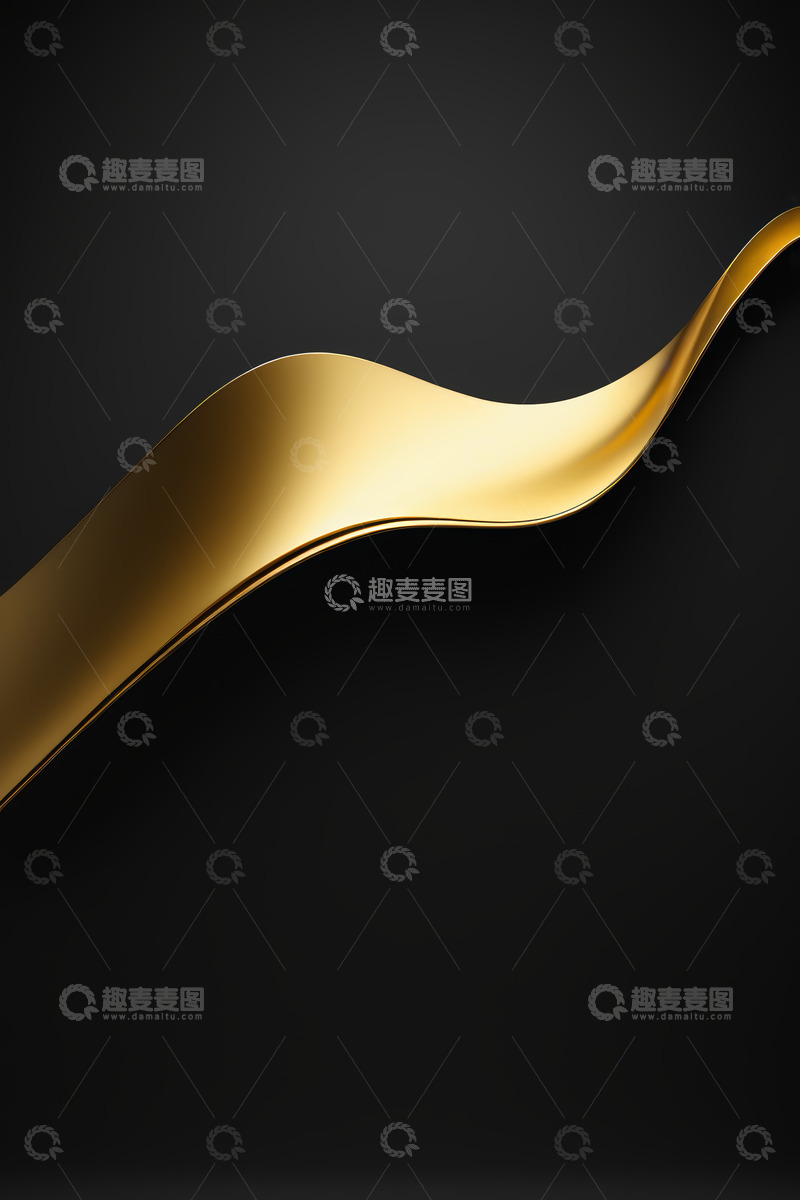 高清大图下载【趣麦麦图】黑色背景上的金色曲线