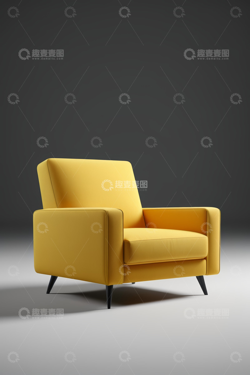高清大图下载【趣麦麦图】黄色现代单人沙发