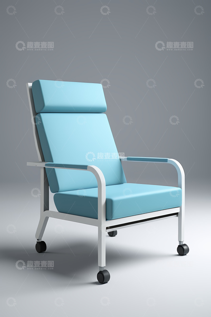 高清大图下载【趣麦麦图】现代蓝色带轮舒适办公椅