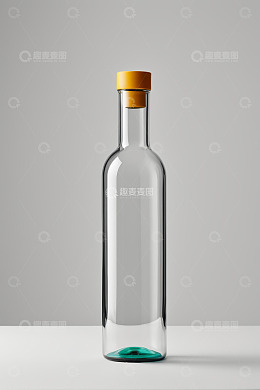 透明玻璃瓶带黄色瓶盖特写