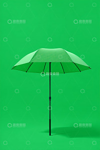 绿幕背景下的绿色阳伞