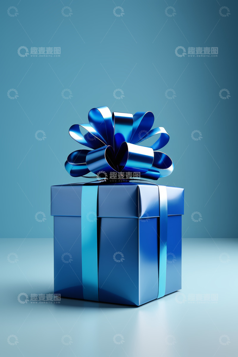 高清大图下载【趣麦麦图】蓝色礼物盒特写