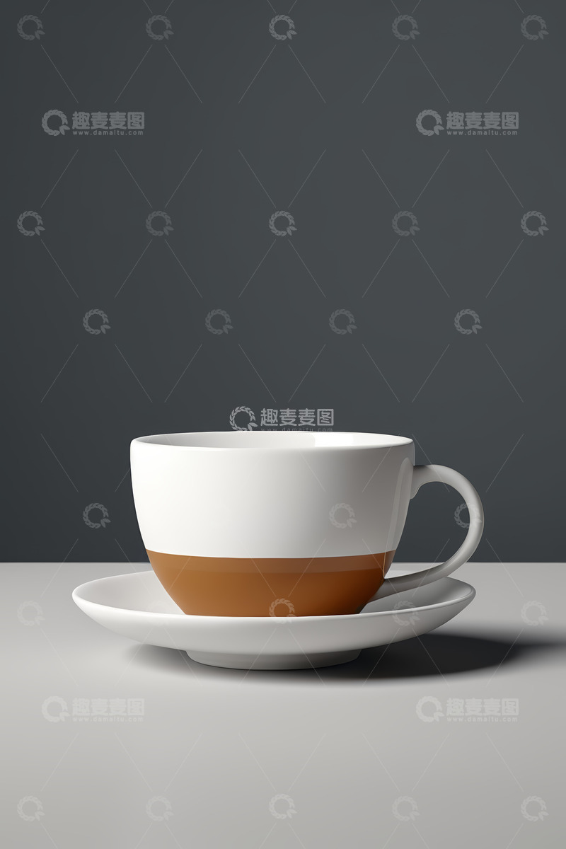 高清大图下载【趣麦麦图】白色咖啡杯与托盘静物
