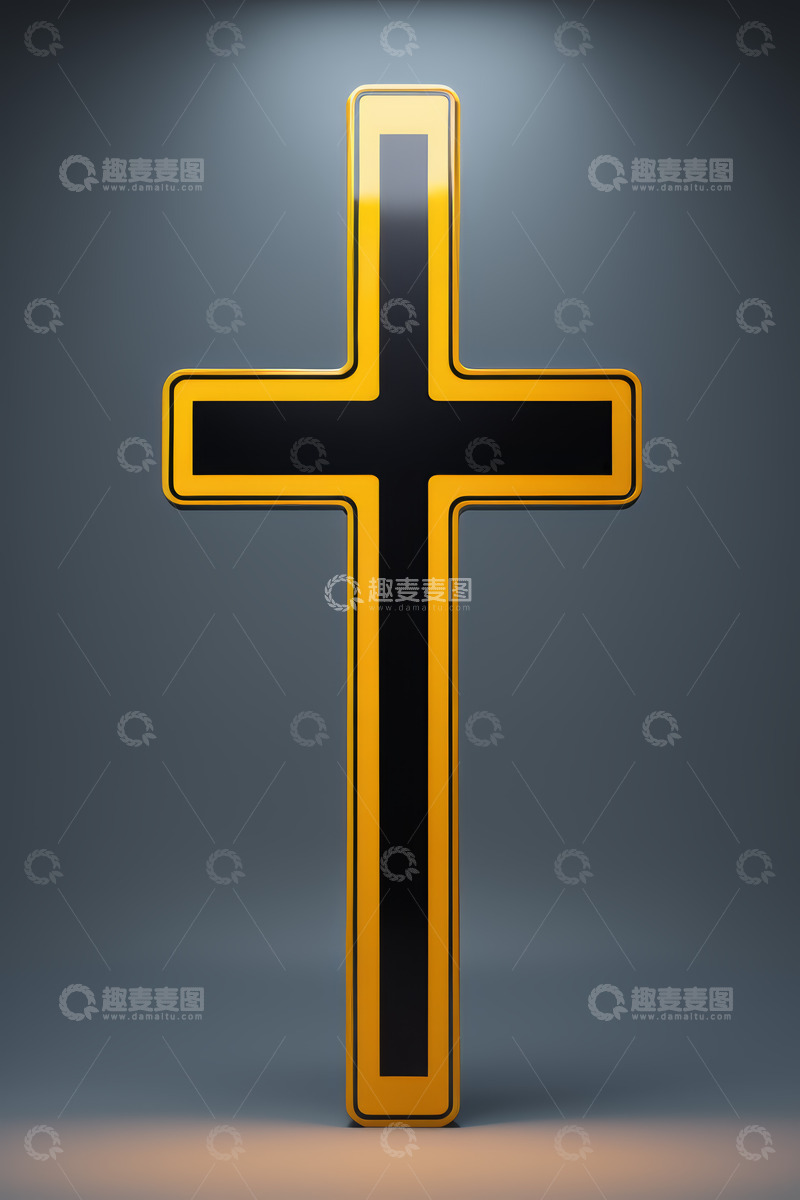 高清大图下载【趣麦麦图】黑色黄色十字架特写