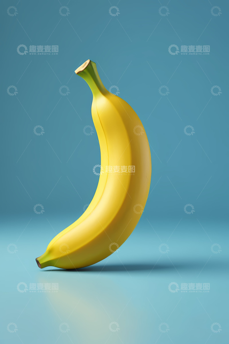高清大图下载【趣麦麦图】蓝色背景上的黄色香蕉