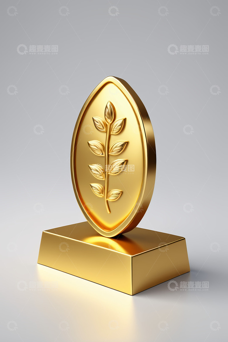 金色叶子图案奖杯