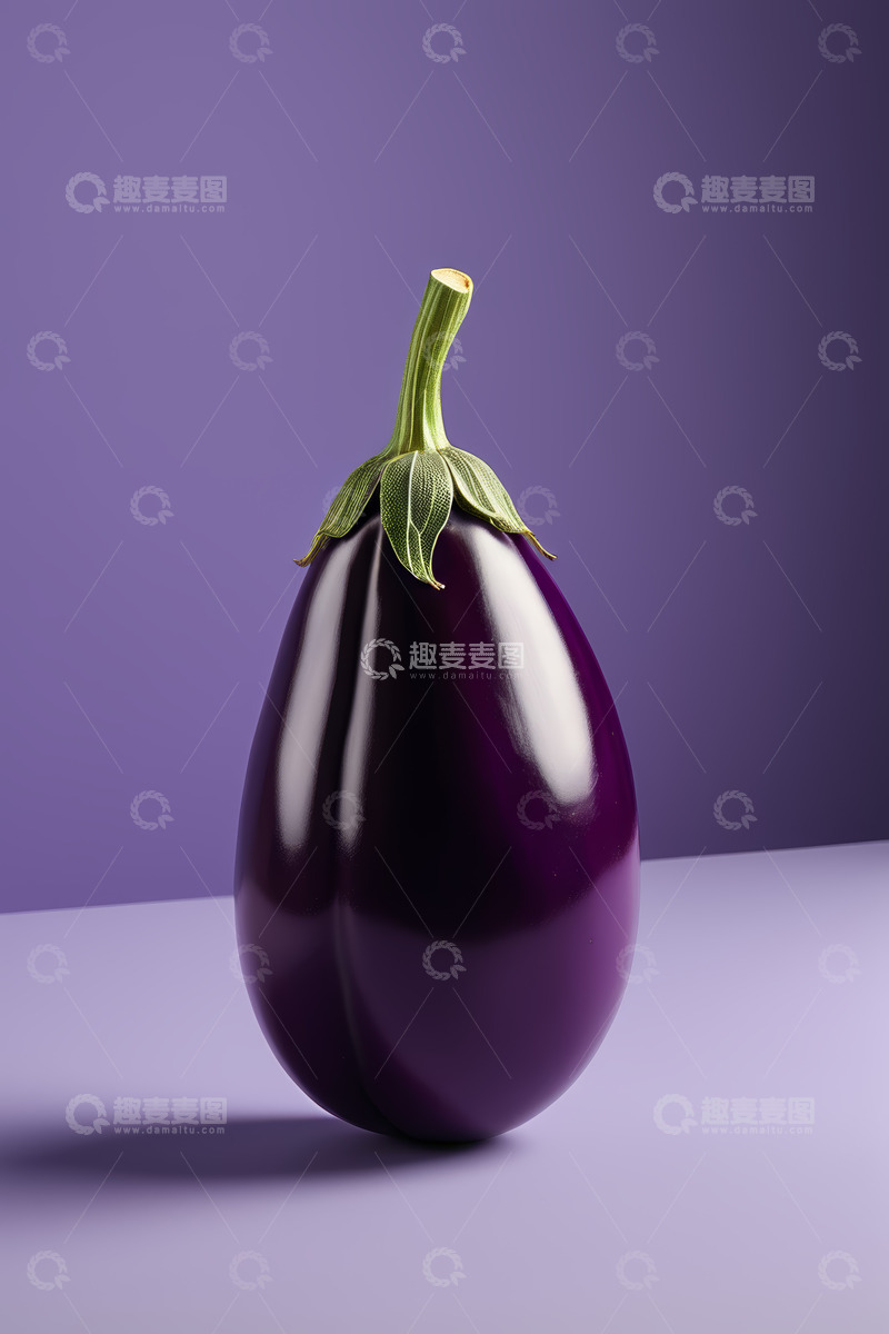高清大图下载【趣麦麦图】紫色背景上的新鲜茄子