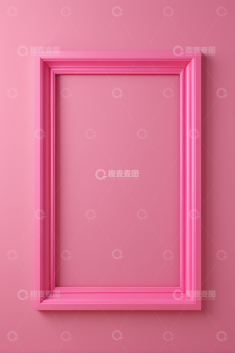 高清大图下载【趣麦麦图】粉色画框装饰于粉色背景