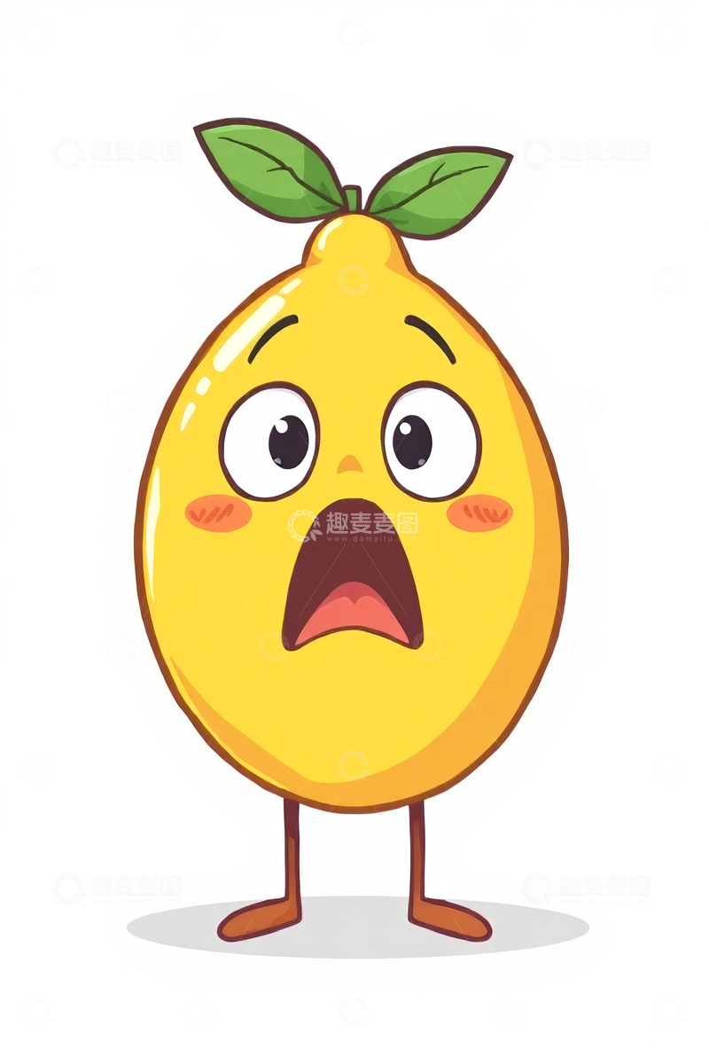 高清大图下载【趣麦麦图】卡通柠檬形象表情惊讶