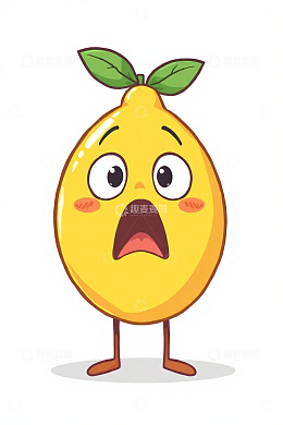 卡通柠檬形象表情惊讶