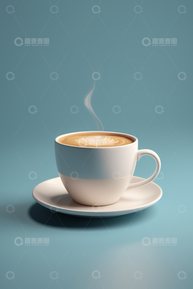 高清大图下载【趣麦麦图】白色咖啡杯拉花咖啡特写