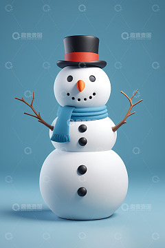 戴着围巾帽子的雪人