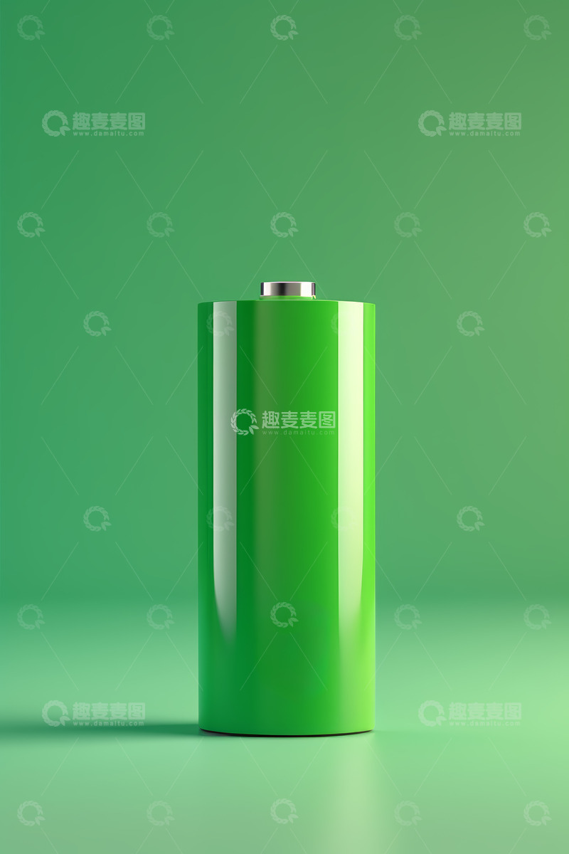 高清大图下载【趣麦麦图】绿色圆柱形电池特写
