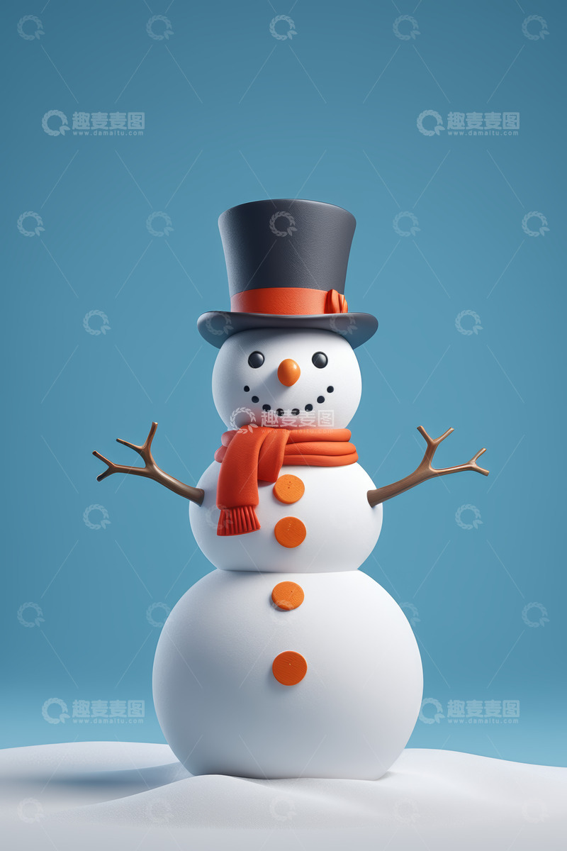 高清大图下载【趣麦麦图】戴帽围巾雪人形象素材