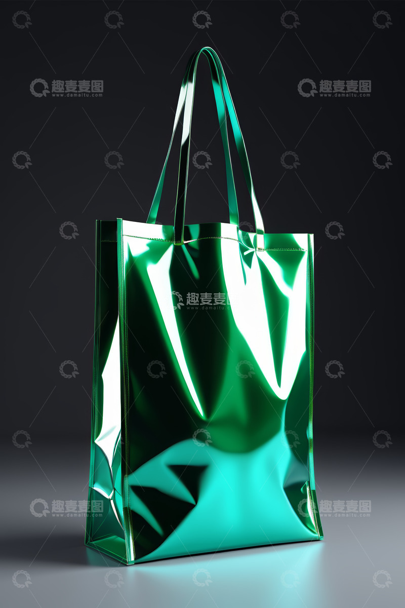 高清大图下载【趣麦麦图】绿色反光手提袋