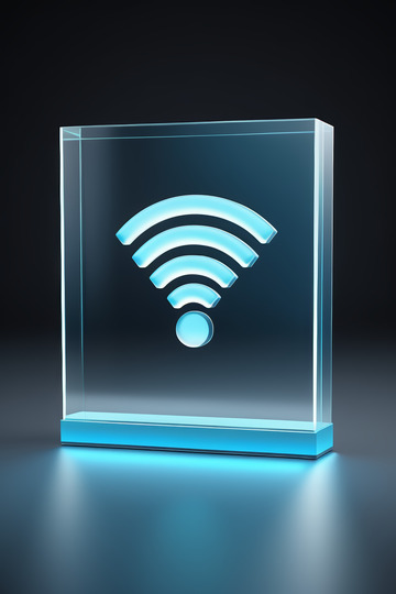 透明立方体上的WiFi标志