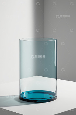 透明蓝色玻璃圆柱容器