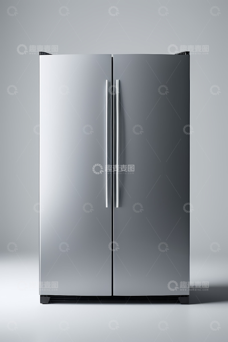 高清大图下载【趣麦麦图】双开门不锈钢冰箱展示