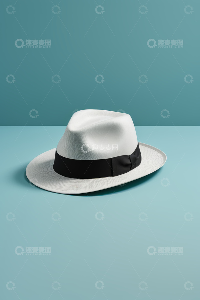 高清大图下载【趣麦麦图】白色时尚礼帽静物展示