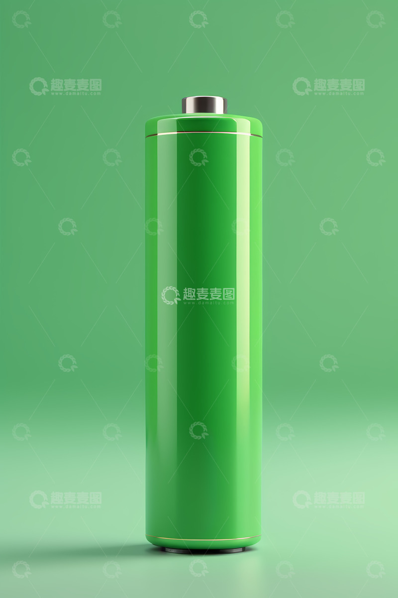 高清大图下载【趣麦麦图】绿色圆柱形电池特写