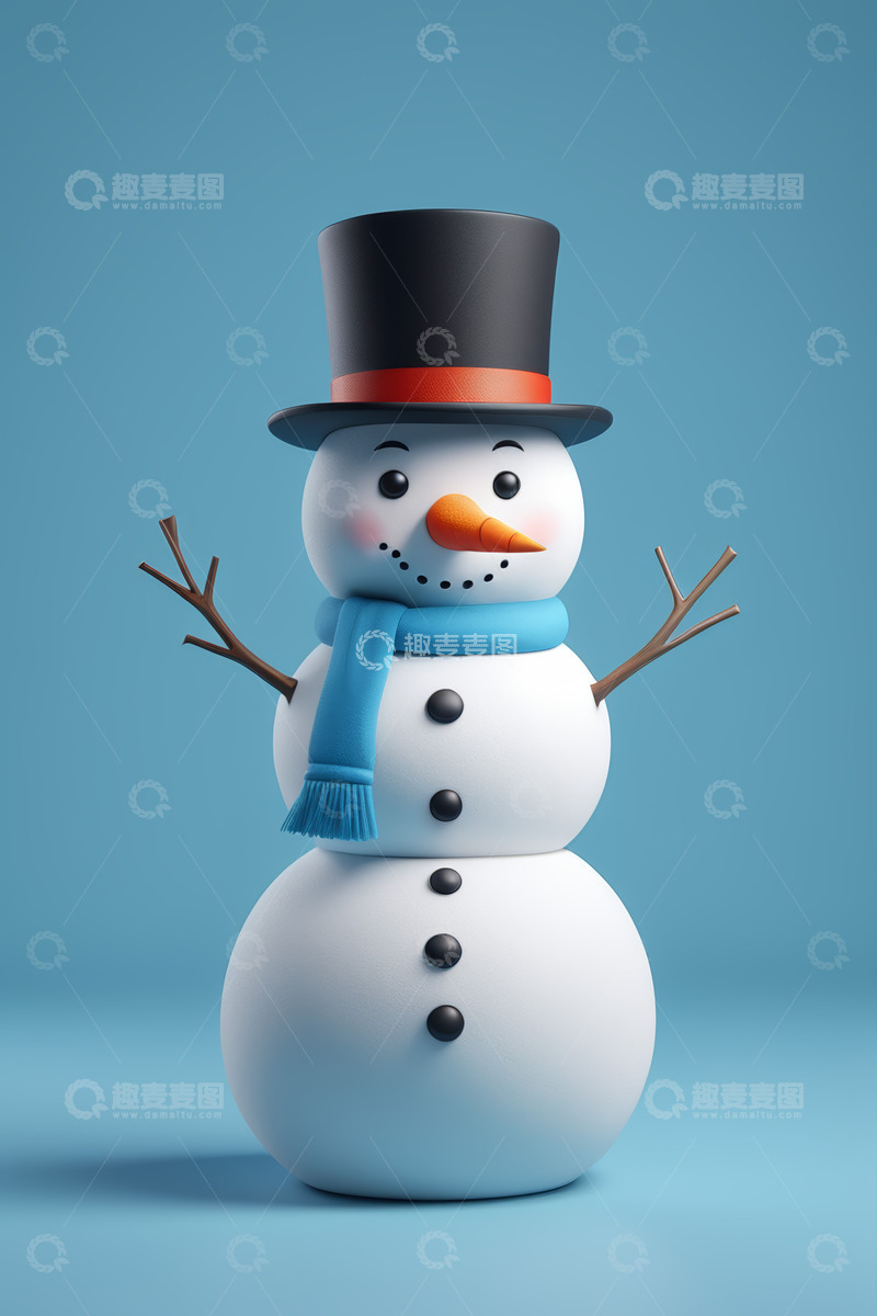 高清大图下载【趣麦麦图】戴帽围巾雪人卡通形象