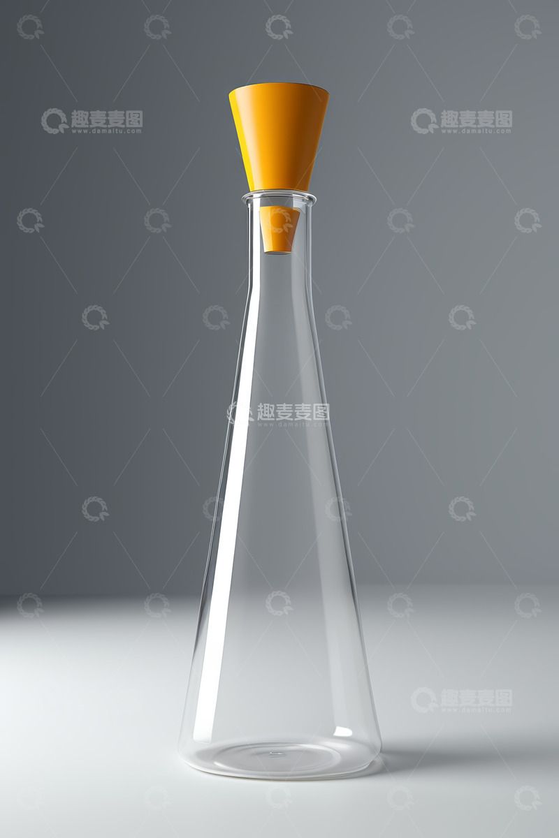 高清大图下载【趣麦麦图】透明玻璃酒瓶带橙色瓶盖