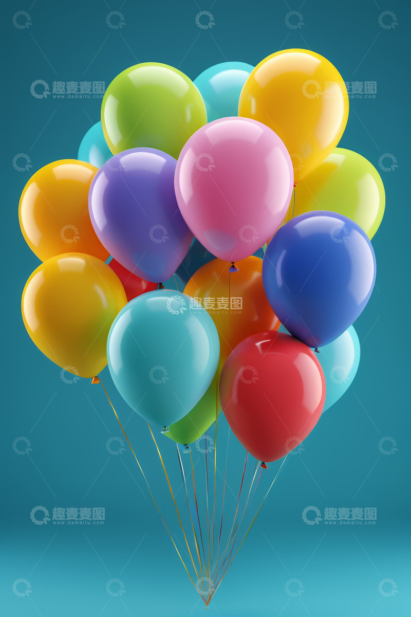 高清大图下载【趣麦麦图】彩色气球簇素材