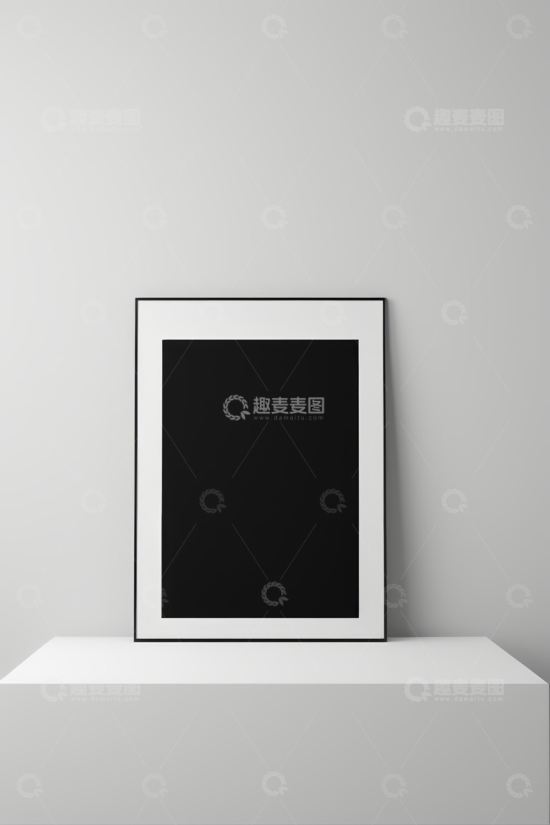 高清大图下载【趣麦麦图】白色背景下的黑色画框展示