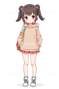卡通风格双马尾少女形象