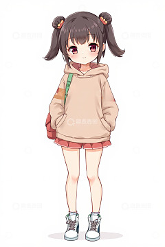 卡通风格双马尾少女形象