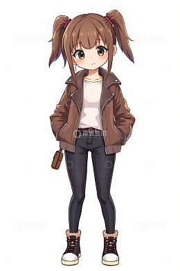 双马尾动漫女孩站立形象