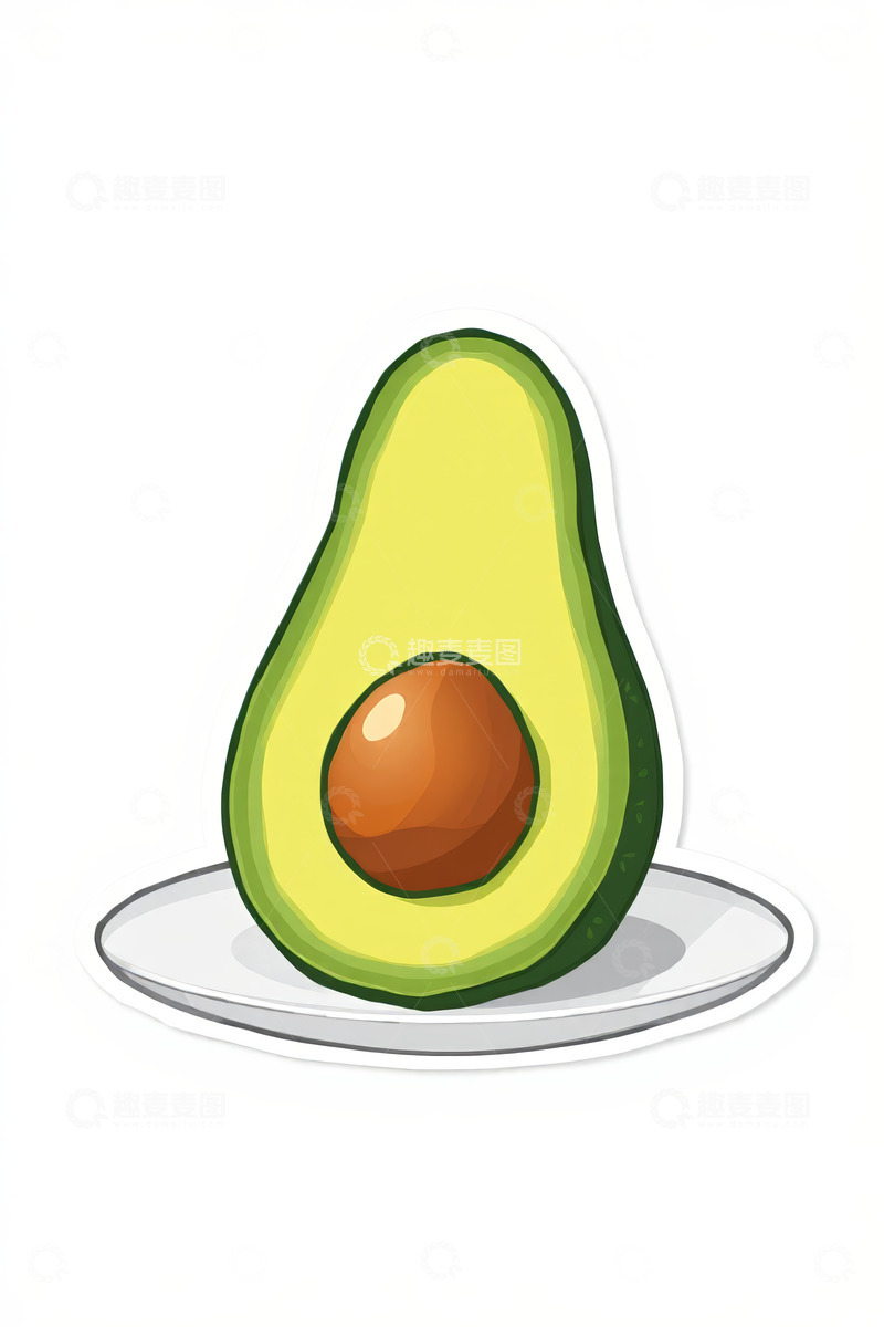 高清大图下载【趣麦麦图】卡通牛油果插画