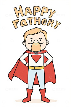 父亲节卡通超人父亲形象