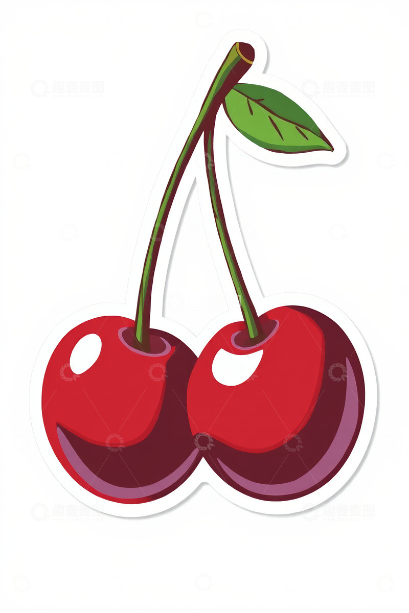 高清大图下载【趣麦麦图】卡通樱桃贴纸素材