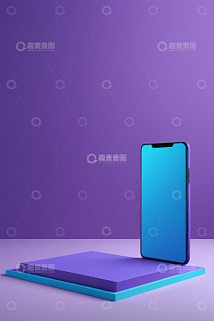 紫色背景上的智能手机展示