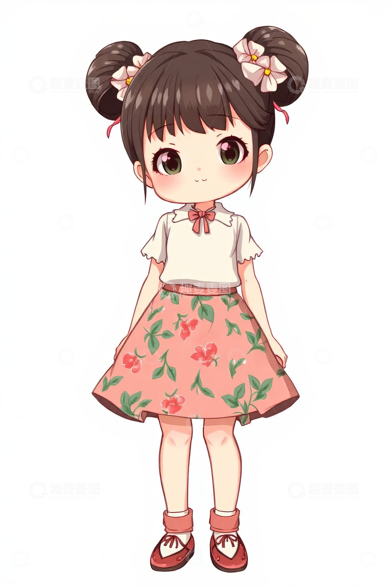高清大图下载【趣麦麦图】双马尾卡通女孩形象