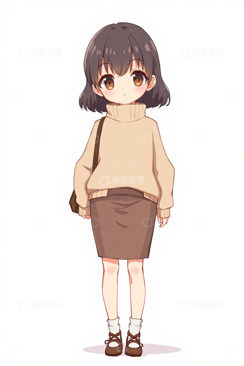 高清大图下载【趣麦麦图】卡通风格站立的女孩