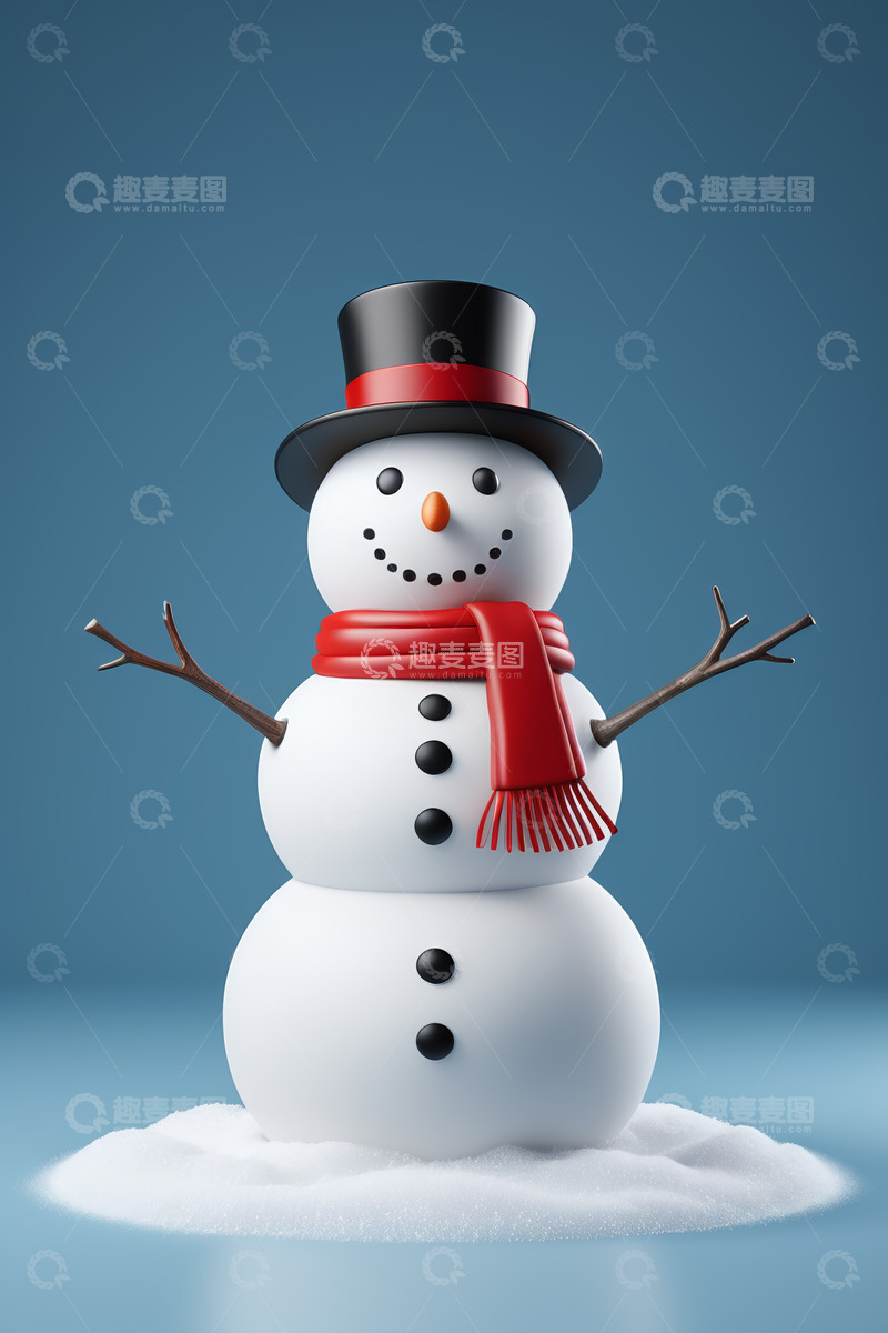 高清大图下载【趣麦麦图】戴帽围巾雪人形象