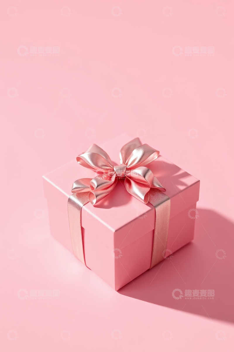 高清大图下载【趣麦麦图】粉色礼物盒带蝴蝶结特写